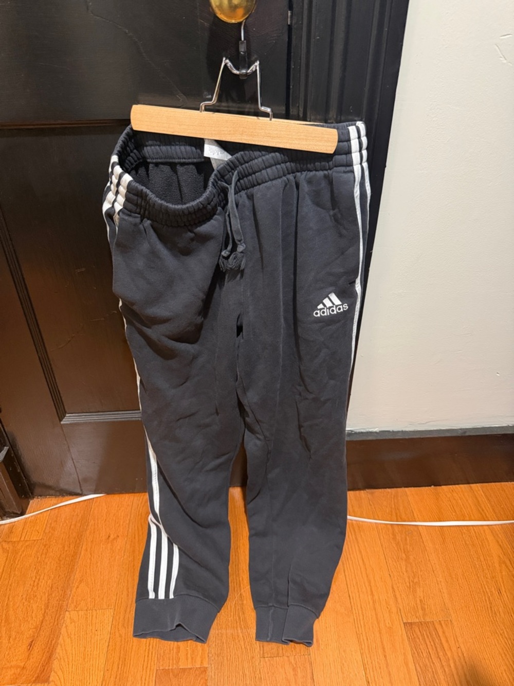 adidas Black Jogger Sweatpants with White Stripes